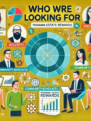 DALL·E 2024-10-22 19.11.10 - An engaging and creative illustration for a 'Who We’re Looking For' section related to Panama Estate Rewards. The image should depict a diverse group